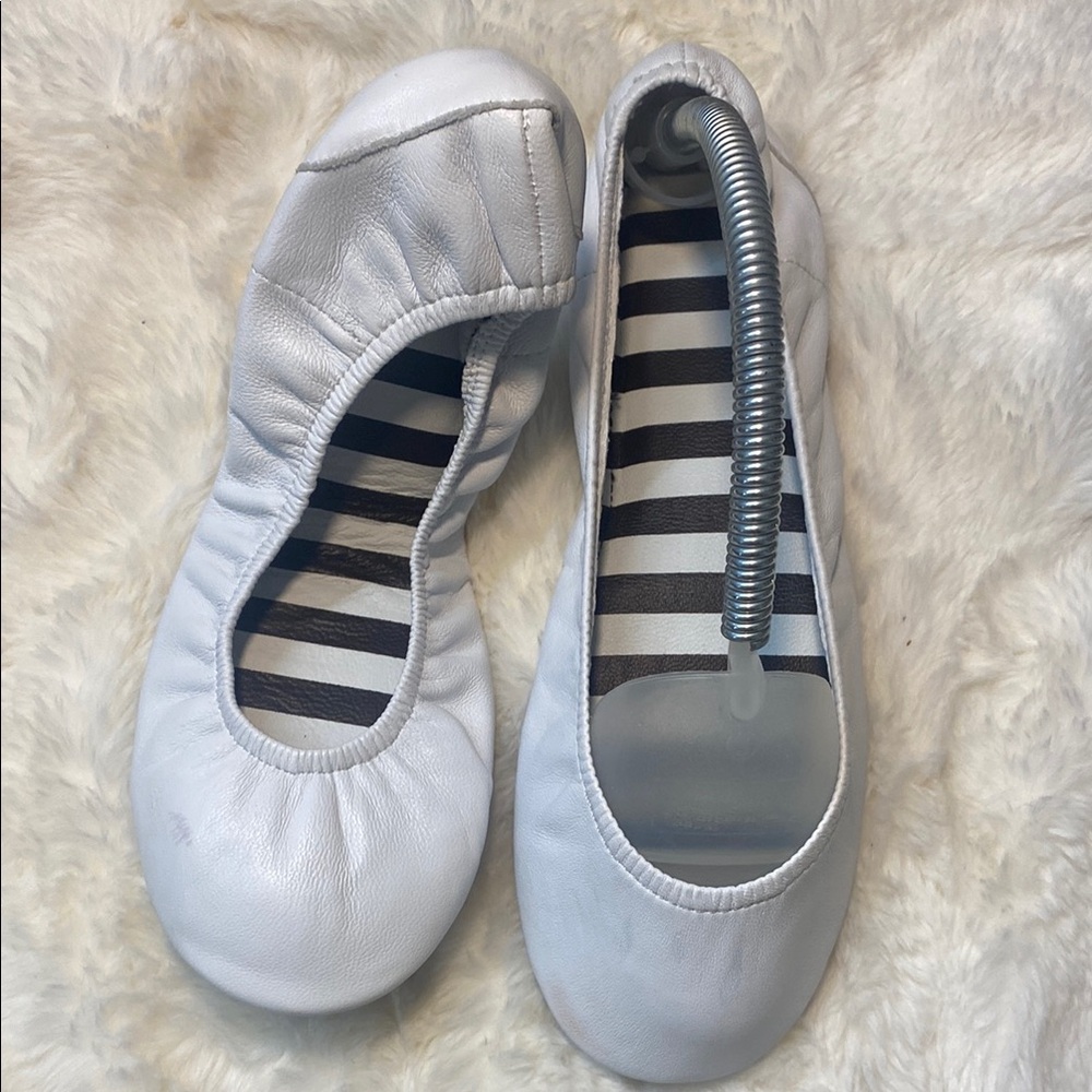 White Slippers with Elastic Slip-On Design